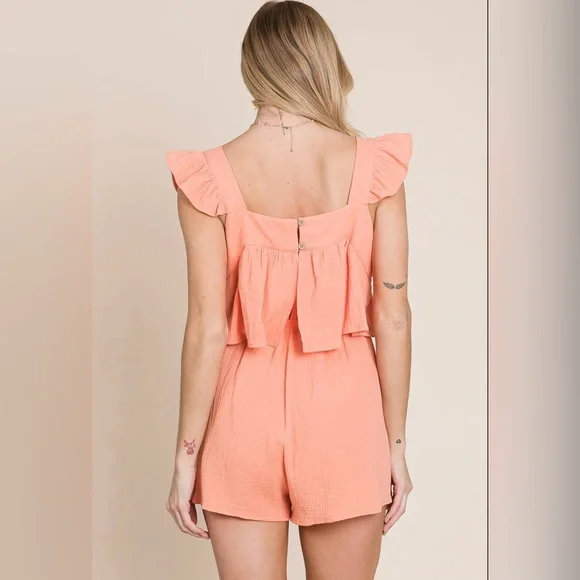Peach Ruffle Romper - Picture 2 of 3